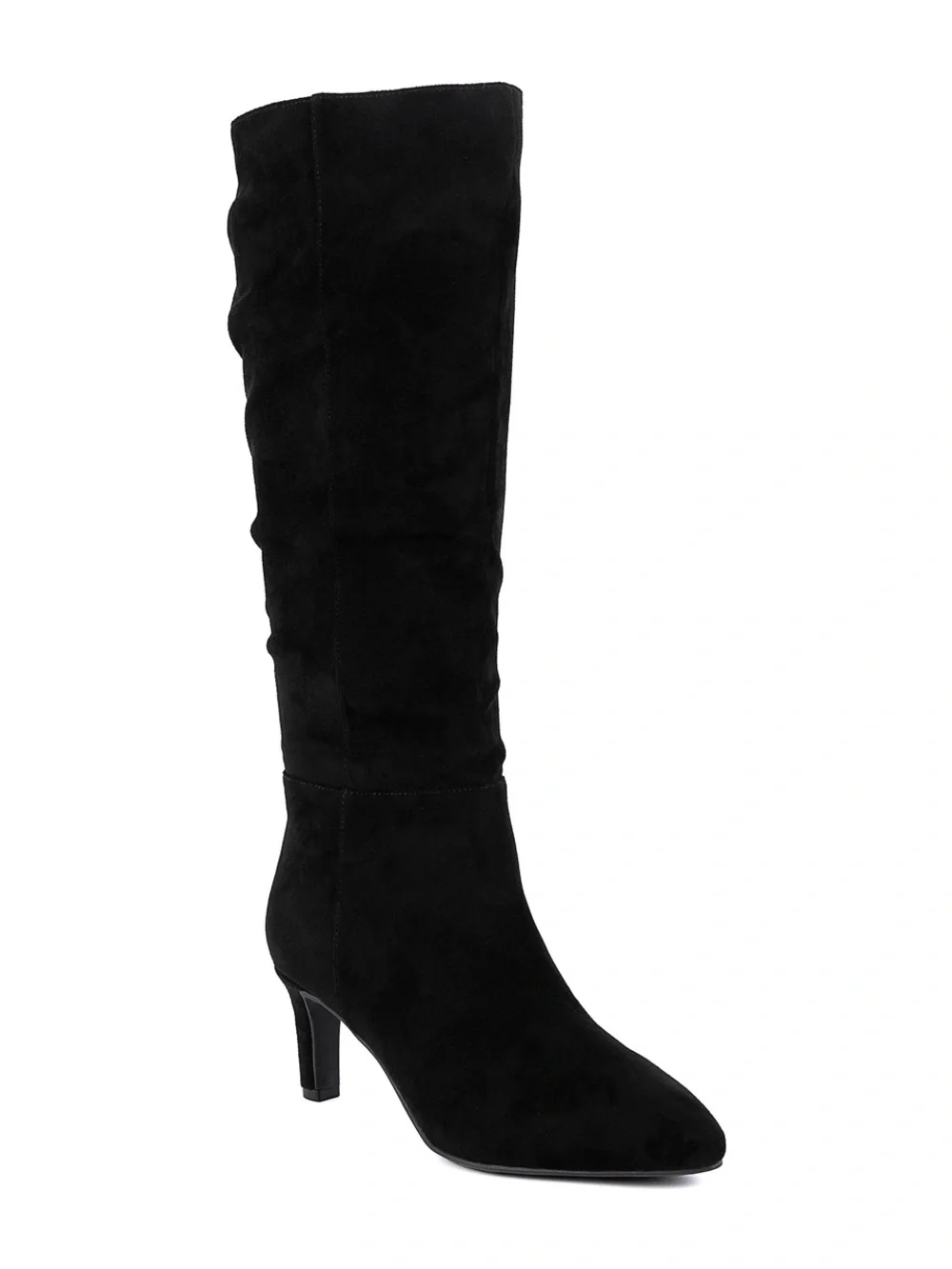 Sugar Black Knee-High Suede Heeled Boots NIB 6.5